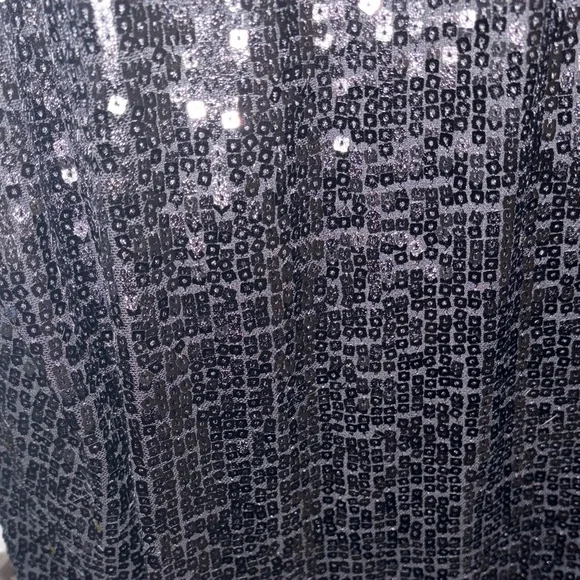 Black Sequin Halter Top with 2 button closure at neck in back - Picture 3 of 4